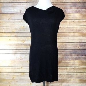 Vince Black Knit Folded Boatneck Sweater Tunic